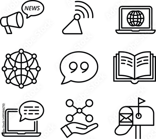 mass media and digital communication icon. news, global network, broadcasting. vector illustration