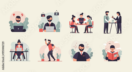 Diverse individuals engaged in various daily activities and work-related tasks