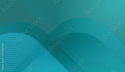 Abstract blue and teal geometric background with smooth curved lines and gradient shapes.