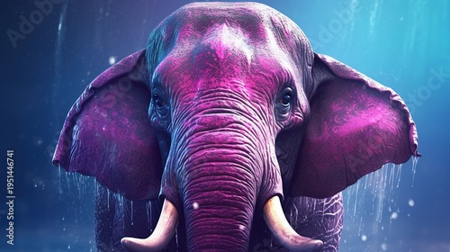 Stylized Elephant Portrait Digital Art Colorful Wildlife Illustration
