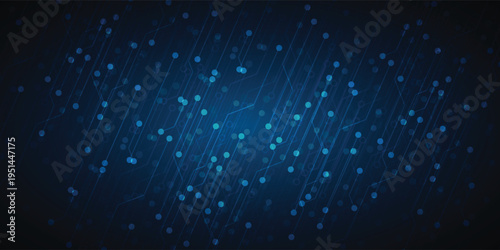 Futuristic dark blue abstract background with glowing dots and lines for modern digital design
