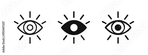 Radiant Eye Icon Set - Vision, Insight, and Awareness Symbol