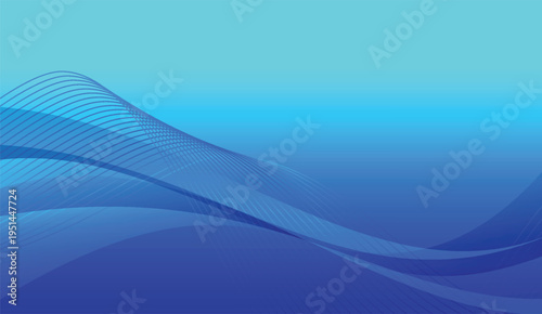 Dynamic blue gradient background with flowing abstract wave shapes for modern design