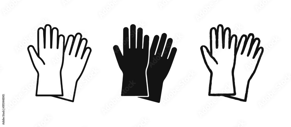 Fototapeta premium Protective Gloves Icon Set - Safety, Cleaning, and Hygiene Symbol