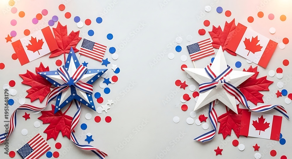 Fototapeta premium Victoria day patriotic wreaths with canadian and american flags