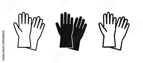Protective Gloves Icon Set - Safety, Cleaning, and Hygiene Symbol