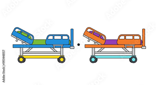 Illustration of adjustable hospital beds in different positions