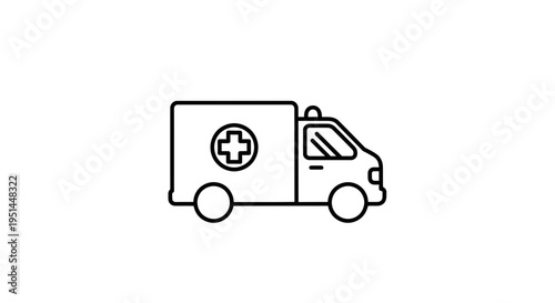 Ambulance vehicle icon, emergency medical transport, healthcare symbol, vector illustration