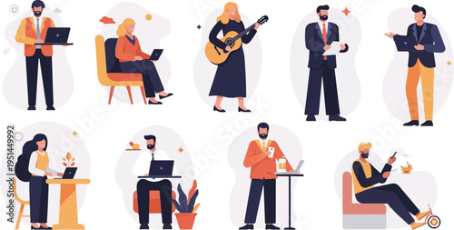 Diverse individuals engaged in various activities, from work to leisure (1)