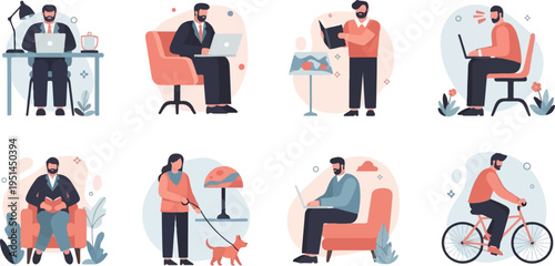 Wallpaper Mural Diverse people engaged in various activities working, reading, and leisure Torontodigital.ca