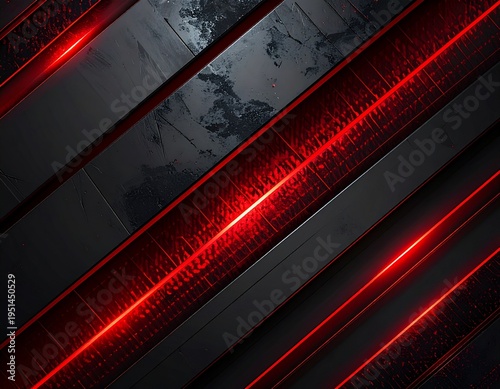 Abstract background, metal texture design in red and black tones, modern industrial style graphic with rough metallic surface, dark gradient lighting and dramatic contrast, suitable for technology the