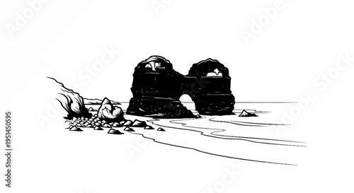 Wallpaper Mural Dramatic arch rock formation on a pebble beach with rough seas Torontodigital.ca