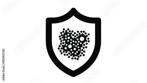 Germ protection shield icon, symbolizing antibacterial defense, immune system, and health security against pathogens.