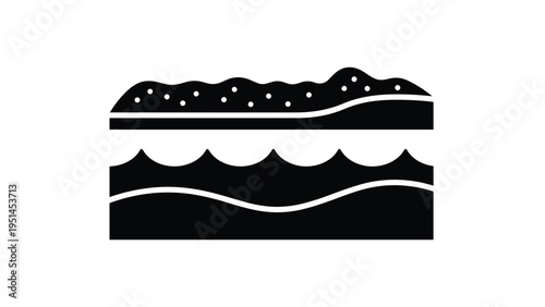 Abstract representation of soil and water layers, depicting ground structure, erosion, and underground water resources.