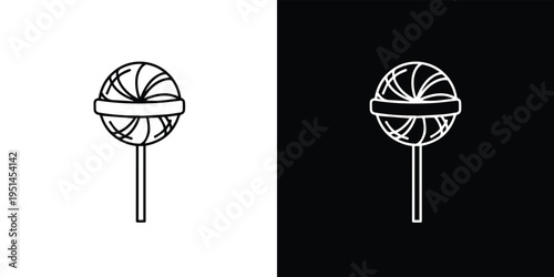 Black and white line lollipop on split background candy line black and white background