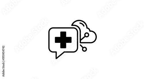 Healthcare Chatbot Icon: Medical Cloud Communication and Digital Health Technology
