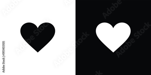 Black and white heart shapes on split background hearts symbol