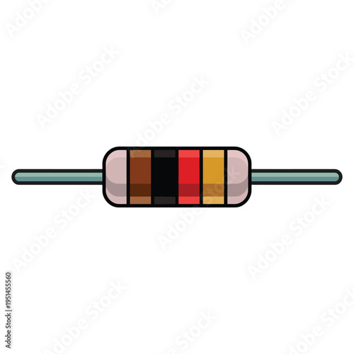 Electronic resistor component with color bands representing electrical engineering circuit element