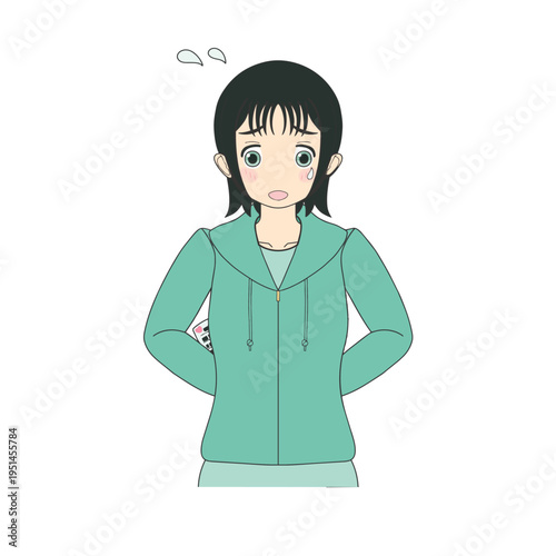 ラブレターを後ろに隠して慌てる女性