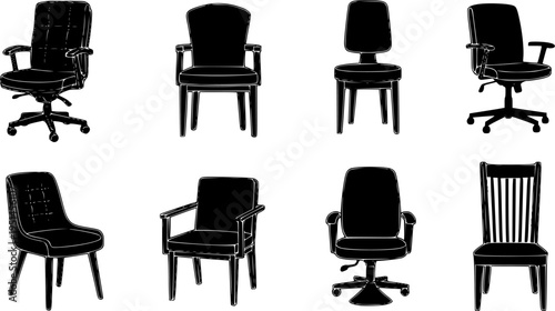 Collection of six chair designs with varied styles and functions
