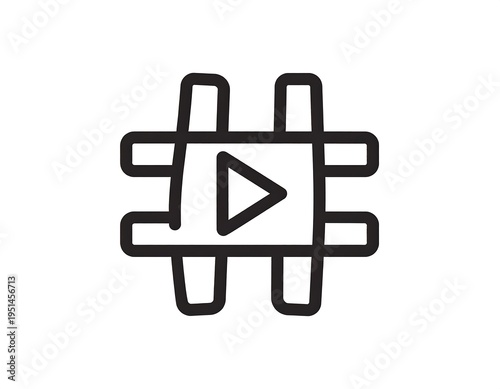 Hashtag with a play button