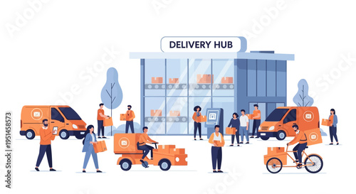 Delivery Hub Operations: E-commerce Logistics, Package Sorting, and Last-Mile Distribution