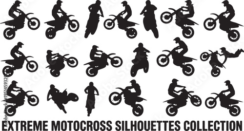 Extreme Motocross and Dirt Bike Stunt Silhouette Collection