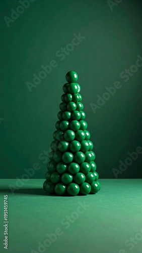 Green Christmas tree formed from spheres