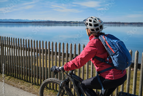 Active senior woman riding ...