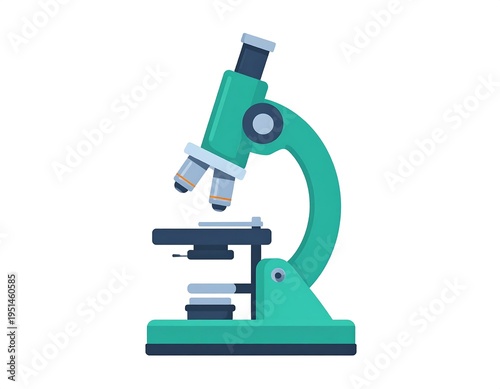 Illustration of a teal-colored microscope