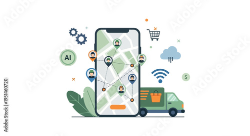 AI-Powered Mobile App for Smart Delivery Logistics & E-commerce. Location Tracking and Digital Supply Chain Optimization.