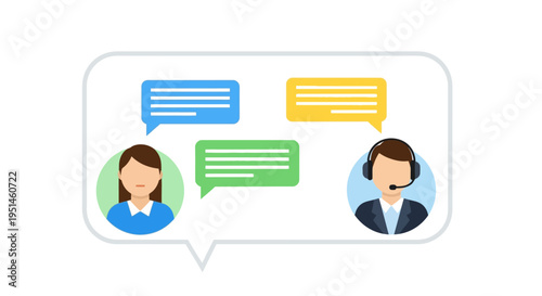 Virtual Customer Service Chat: Online Communication Between Support Agent and Client Icon