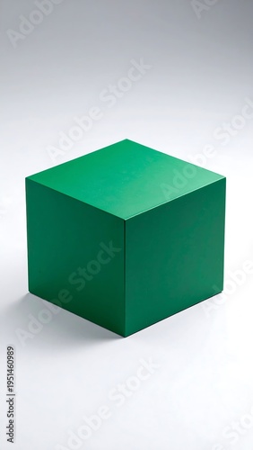 Green cube on plain background