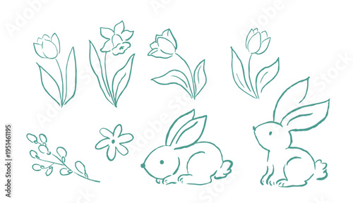 Wallpaper Mural Cute Hand Drawn Easter vector illustration. Whimsical Spring Easter Torontodigital.ca