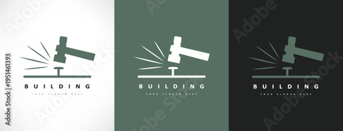 Construction logo. Hammer and nail vector.