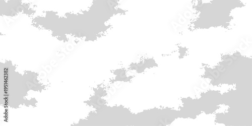 A minimalist graphic pattern featuring soft grey cloud-like shapes on a crisp white background