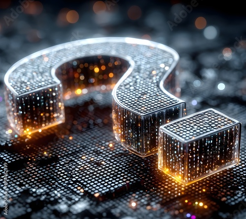 futuristic technology cube grid question mark online illustration 
