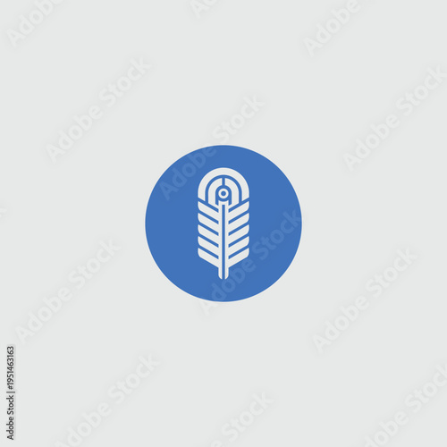 blue and white feather microphone with additional concept fur logo 