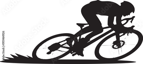 Black silhouette cyclist riding bicycle bike rider