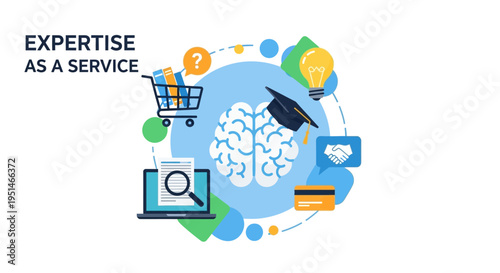 Expertise as a Service Concept: Business Consulting, Knowledge Monetization & Professional Solutions Illustration