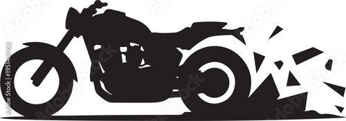 Black silhouette motorcycle crashing bike accident