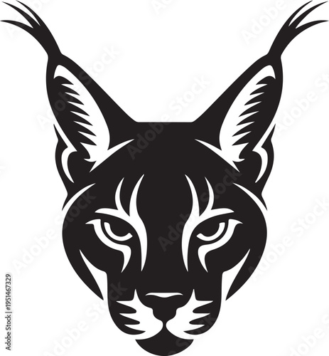 Wild Caracal head silhouette logo design, animal vector graphic