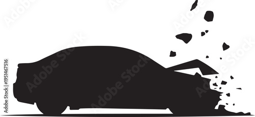 Black silhouette of a car crashing vehicle accident