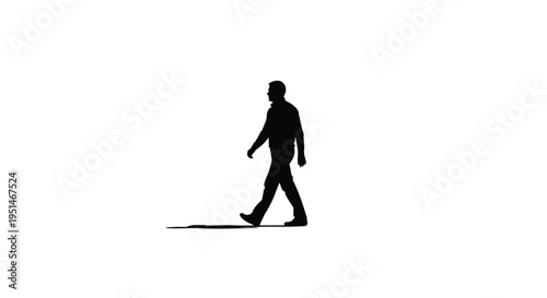 A man walking forward depicted as a stark black silhouette