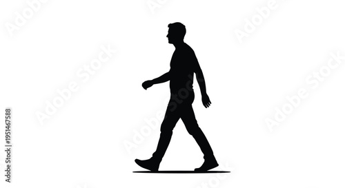 A man walking forward viewed from the side in a dark silhouette