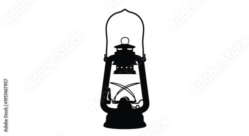 Vintage kerosene lantern design in stark black a dramatic silhouette