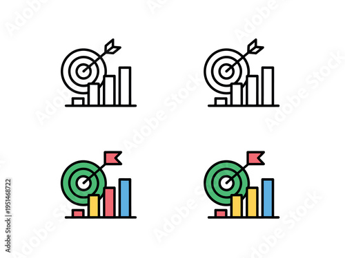 Objective icons set with target and goal symbols for branding advertising print graphics and digital media