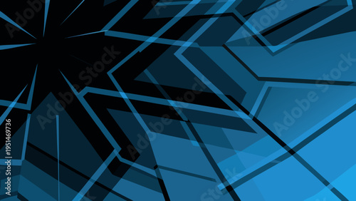 Abstract geometric background with fractured lines and shades of blue