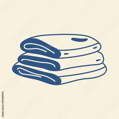 Stack of folded textile clothes towels doodle illustration sustainable fashion