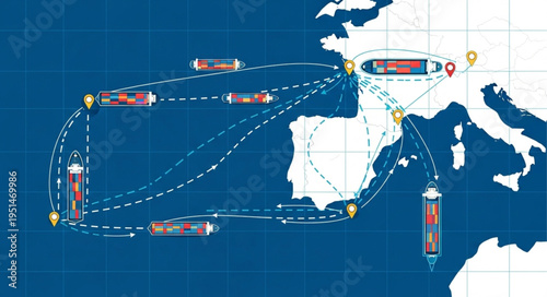 Maritime Shipping Routes Across Europe and the Atlantic Ocean.